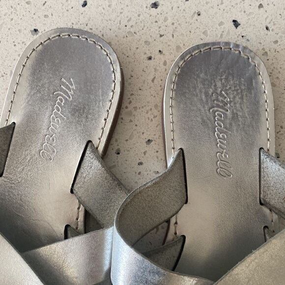 Madewell The Boardwalk Woven Silver Leather Slide Casual Sandals Women Size 8.5 - Picture 3 of 8